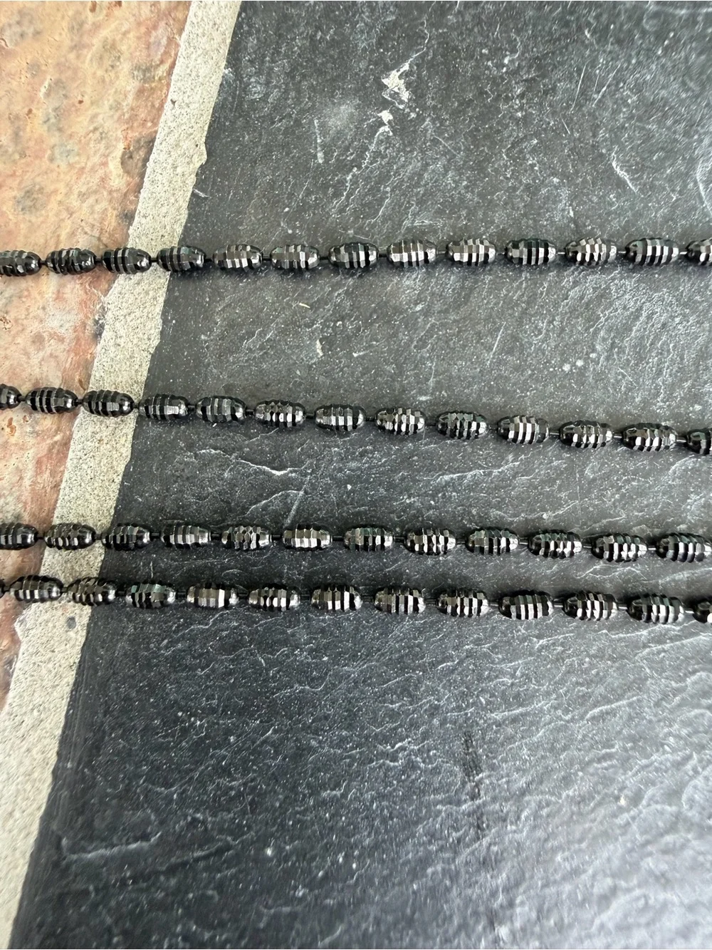 14kt. White Gold Black Rhodiumed Beaded Necklace 30” long